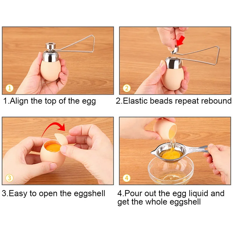 Hifuar 1pc Stainless Steel Boiled Egg Topper Shell Cutter Knocker Raw Egg Cracker Separator Egg Opener Creative Kitchen Tools