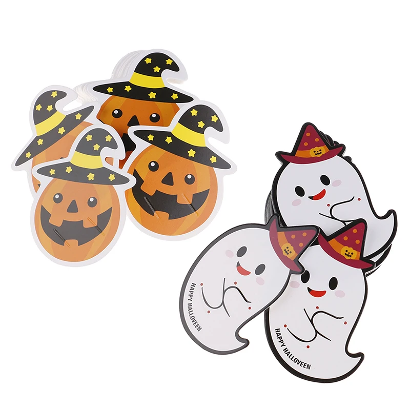 50PCS Xmas Halloween Paper Cards DIY Gift Candy Decorations Cute Reward And Message Card Lollipop Cards
