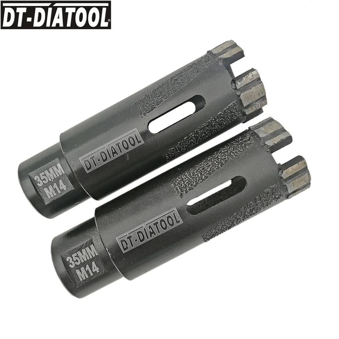 DT_DIATOOL 2pcs/set Diameter 35mm Laser Welded segmented With Side Protection m14 Thread Diamond Dry Drilling Hole Saw Core Bits
