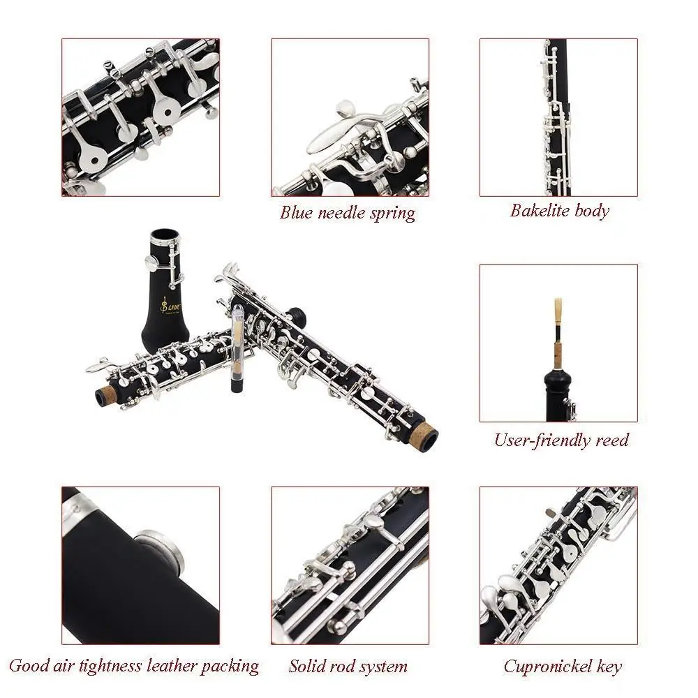 Профессиональный oboe C Ключ Мельхиор покрытый 620g/21,9 oz Серебряный деревянный черный музыкальный инструмент