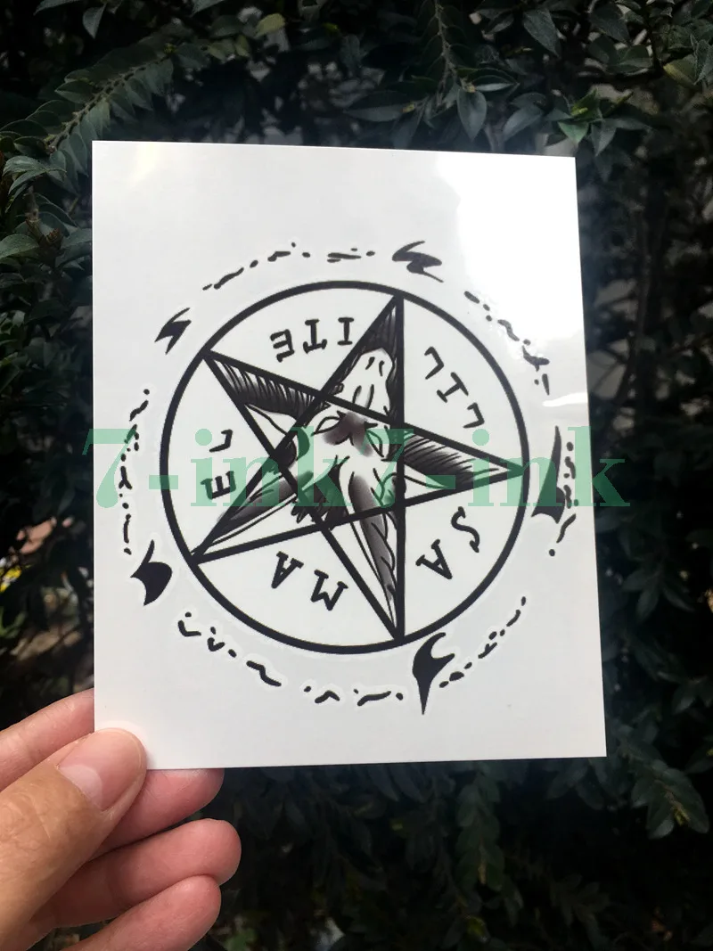 

Waterproof Temporary tatoo sticker Dark Prajna personality Pentagram totem Water Transfer fake tatoo flash tatto for men women