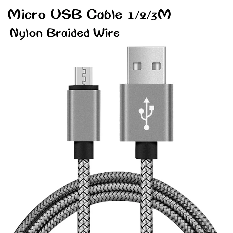Кабель Micro USB для быстрой зарядки 1/2/3 м нейлоновый плетеный провод Samsung Sony Xiaomi Android