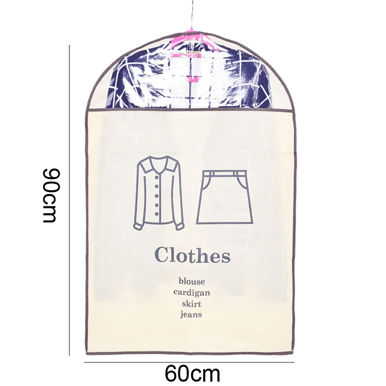 Детский чехол для одежды для защиты от пыли, сумка, пальто, костюм, подвесная сумка для хранения одежды, нетканый Прозрачный чехол для хранения, органайзер для гардероба, Прямая поставка - Цвет: clothes-90-60cm