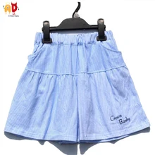 AD полосатые шорты для девочек Свободные повседневные эластичные талии хлопок Большие женские штаны клёш детская одежда для подростков 140/160