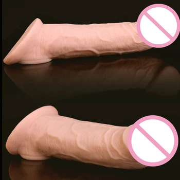 Sexshop super soft penis extension penis enlargement cream reusable condoms big dildos penis cream sleeve adult sex toys for man 1