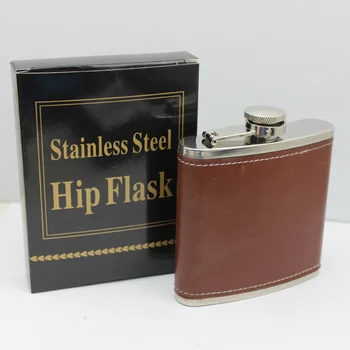 

6oz brown pu leather flask