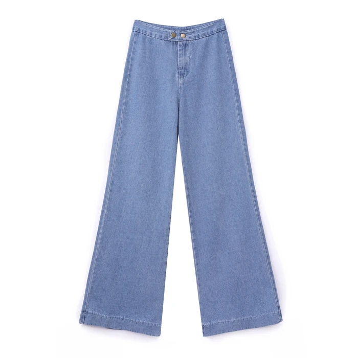 Стирка Ретро расклешенные джинсы Высокая талия широкие брюки джинсы Для женщин Повседневное джинсы клеш женщина мама тонкие летние