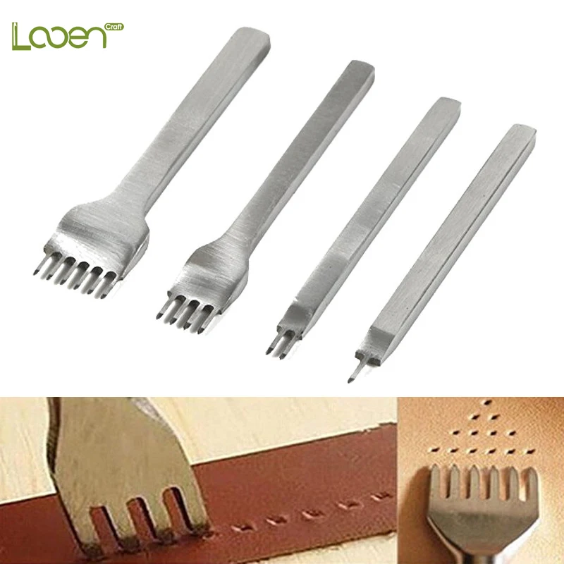 

Prong DIY Handmade Leather Craft Tools Steel Leather Craft Hole Punch Stitching Tool 1+2+4+6 Fork Hole For Tailor Gift