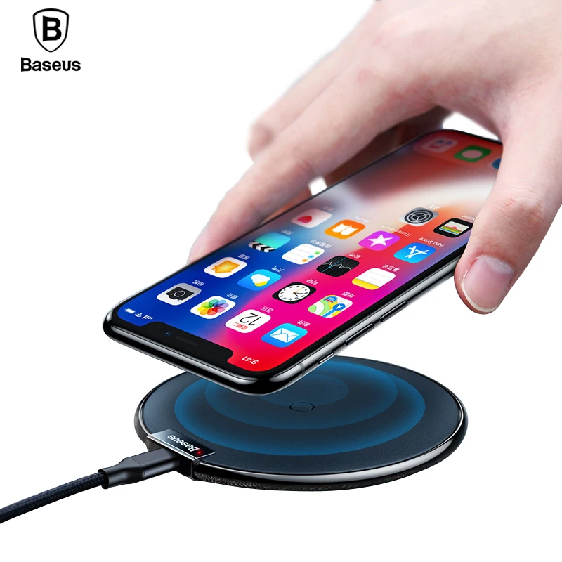 

Qi Wireless Charger Pad For iPhone X XS XR Baseus Leather Desktop Fast Wireless Charging Pad For Samsung Note 9 8 S8 S7 S6 Edge