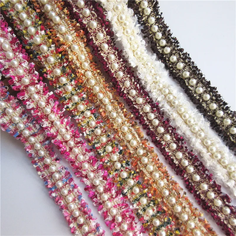 

1 Yard 3cm Nylon Pearl Beaded Lace Ribbon Edge Strip Trim Fabric Embroidered Applique Sewing Craft Crochet Wedding Dress Clothes
