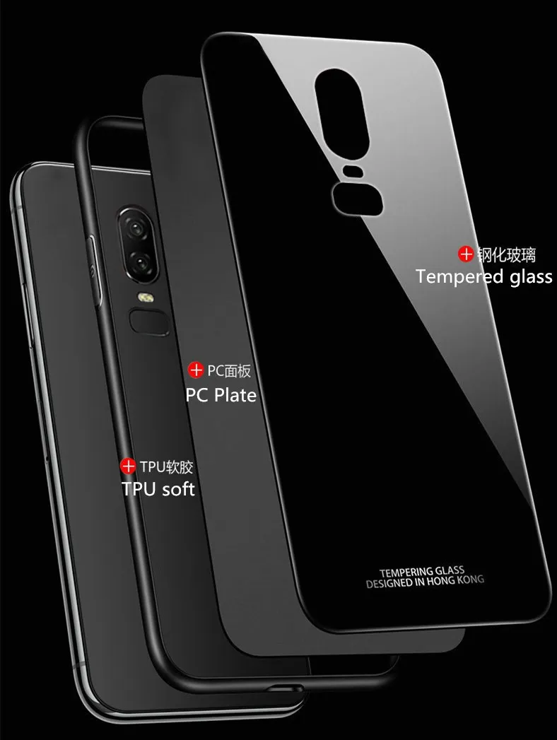 Чехол для OnePlus 6T роскошный мягкий чехол из ТПУ с краями закаленного стекла