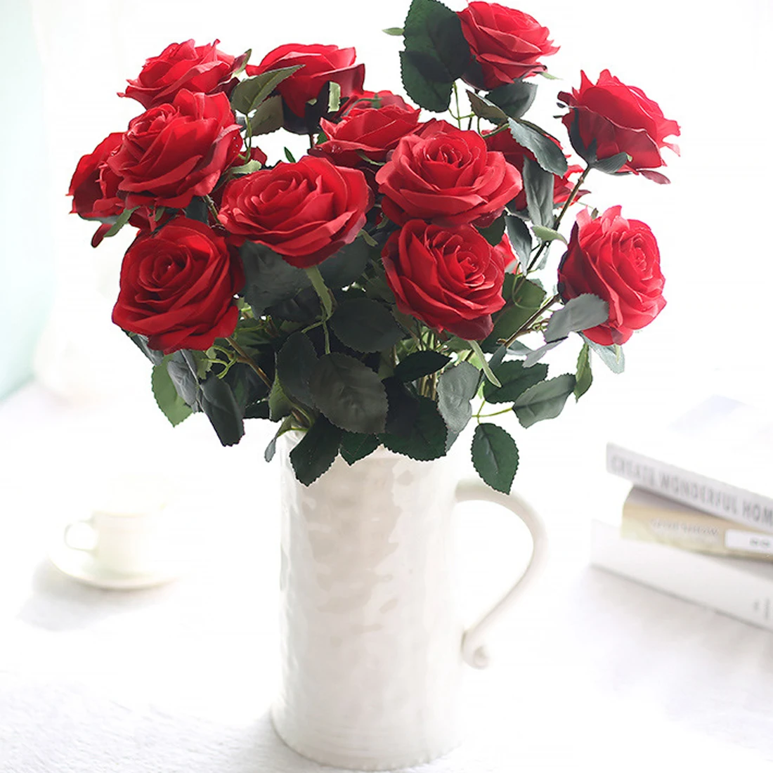 1 букет из искусственного шелка, букет с французскими розами, искусственные цветы, Свадебный декор, вечерние аксессуары для дома