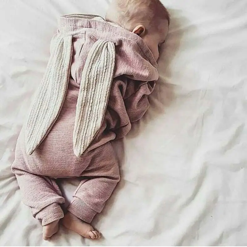 Baby Girl Spring Romper Toddler Boy Warm Long Sleeve Cute Ear Jumpsuit Unisex Cotton Sleep Wear Kids Solid Overall Baby Clothes (4)