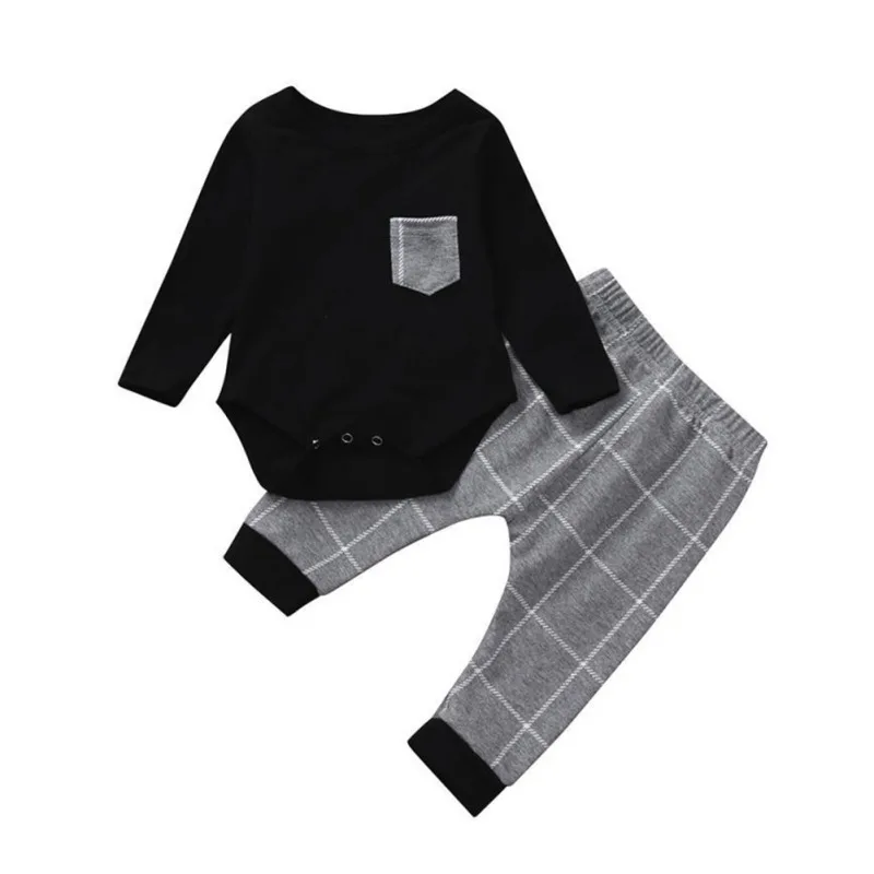 

Baby Clothing Set Newborn Boy Rompers Plaid Pant Suit Outfits Set Fashion Infant Baby Girls Boys Clothes