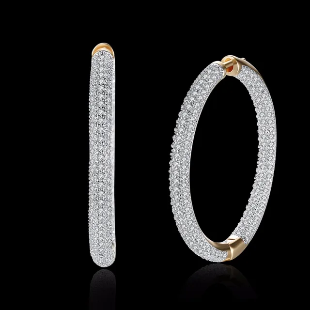 Luxury Aaa Cubic Zirconia Micro Pave Setting 3 4cm Diameter Hoop Luxury Aaa Cubic Zirconia Micro Pave Setting 3 4cm Diameter Hoop Earrings Women S Accessories