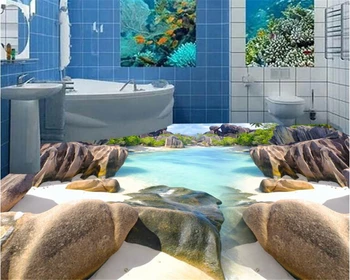 

beibehang Suitable for home interior painting wallpaper beach stone selfadhesive waterproof 3d flooring painting papel de parede