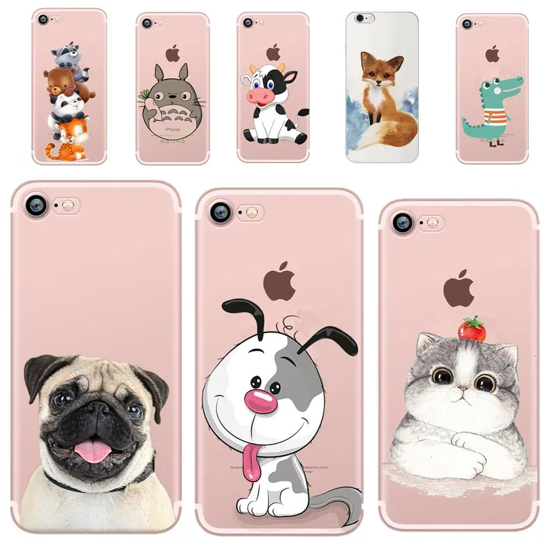 Милый чехол для iphone 6 6s 5 5S se X 7 8 plus силиконовый ТПУ capinha прозрачный |