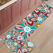 2 шт. кухонные подстилки И КОВРИКИ НАБОР современный Мандала Цветок Этнический узор домашний декор Нескользящая область бегун входной коврик