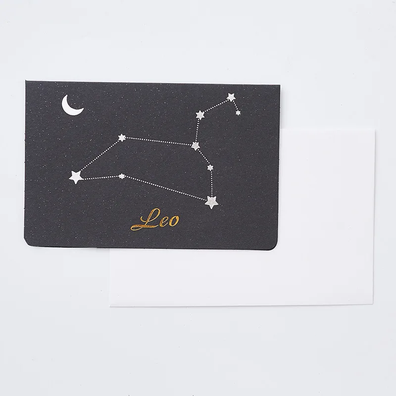 EZONE 12 созвездий поздравительная открытка+ конверт набор День рождения Рождество День Святого Валентина вечерние свадебные поздравительные открытки - Цвет: Leo