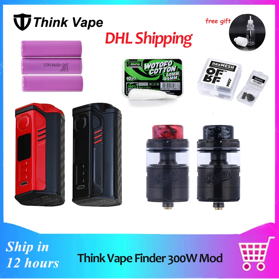 DHL доставка ThinkVape Finder 300 Вт DNA250C коробка мод с Wotofo профиль Unity RTA OFRF катушка хлопок