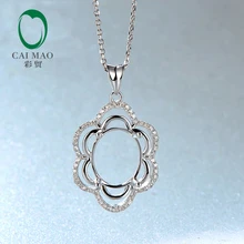 10kt белый золотой овальный 12x14 мм настоящий алмаз помолвка полу крепление уникальная подвеска