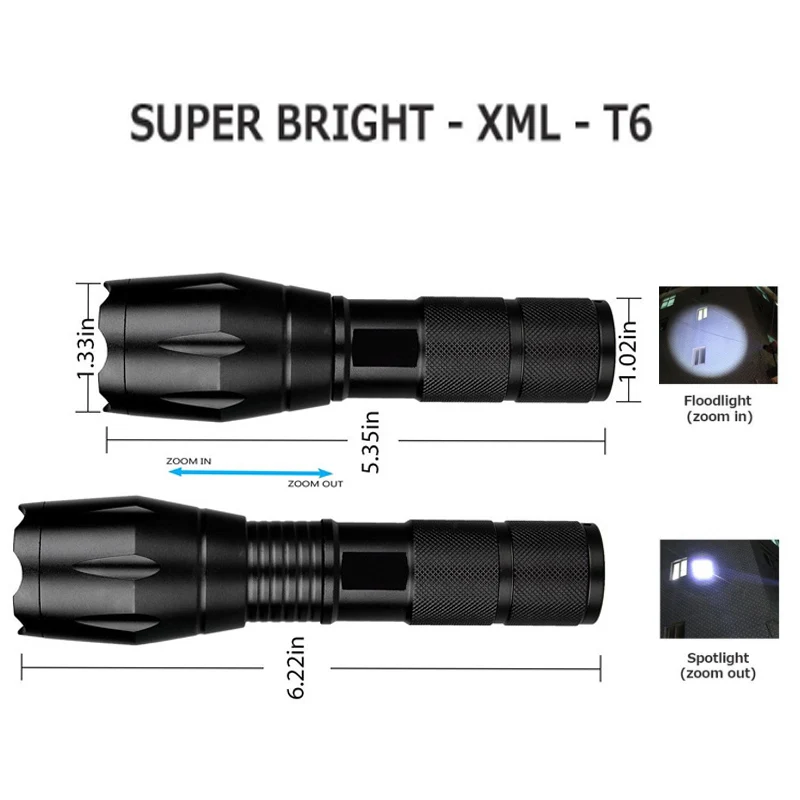 Супер яркий светодиодный фонарик XML L2 T6 4500LM водонепроницаемый тактический для