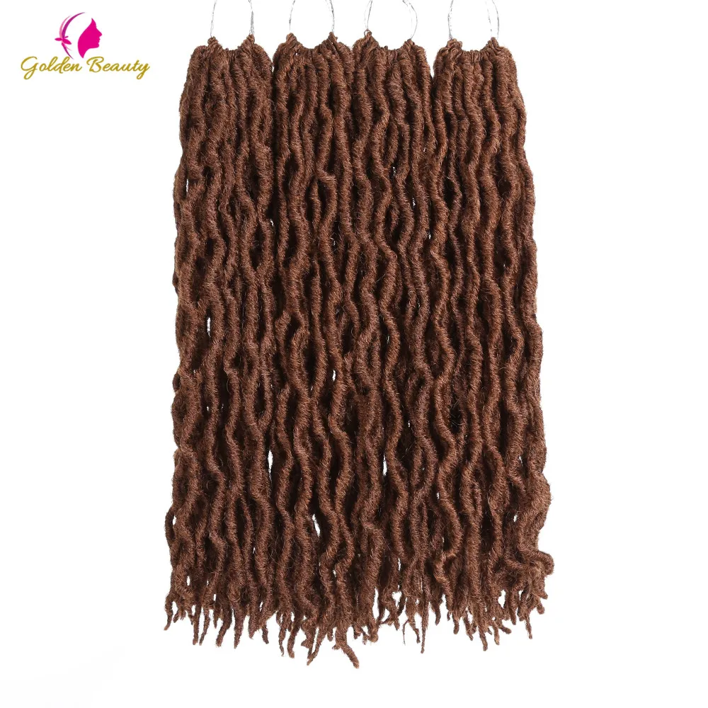 

18inch Long Goddess Locs Crochet Hair Extension Synthetic Crochet Braids Soft Curly braiding hair 18strands/pack Golden Beauty