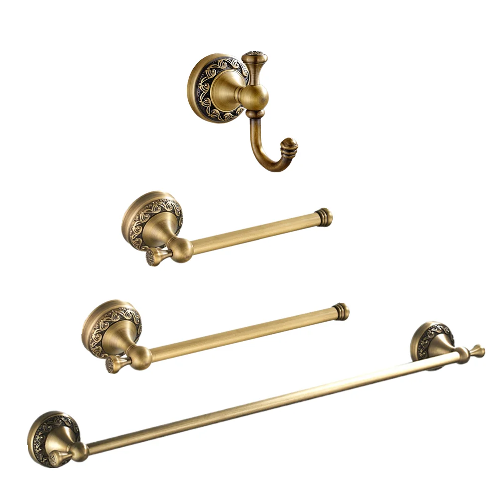 Retro Antique Bathroom Accessories set 58 cm towel bar solid brass with