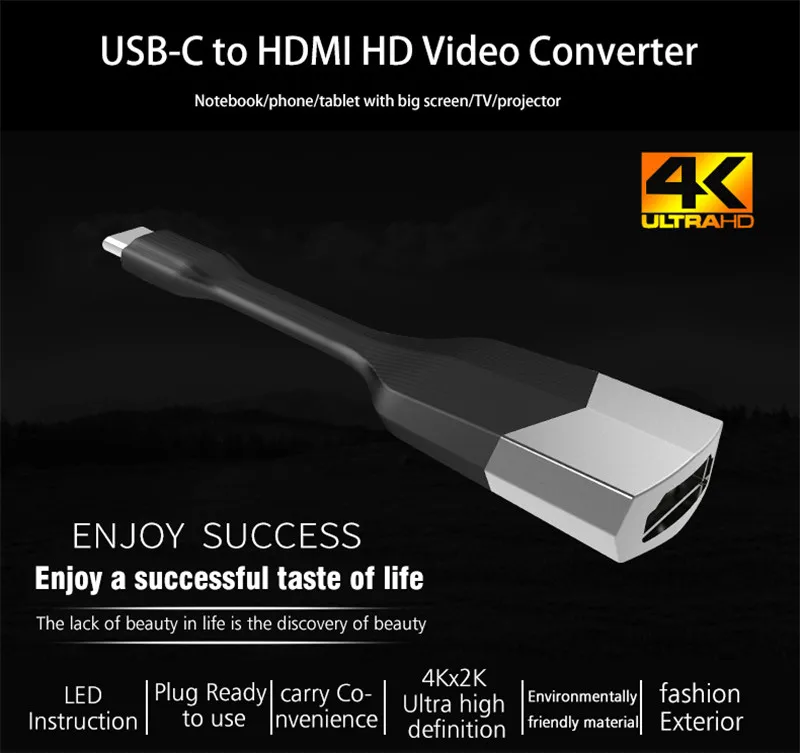 4K Ultra HD USB 3,1 type C к HDMI адаптер usb type-C USB-C к HDMI кабель HDTV AV конвертер для samsung S8 S9 Note 8 Macbook