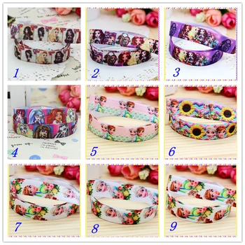 

DUWES 5/8'' Free shipping Fold Elastic FOE monster printed headband headwear hairband diy decoration wholesale OEM D49