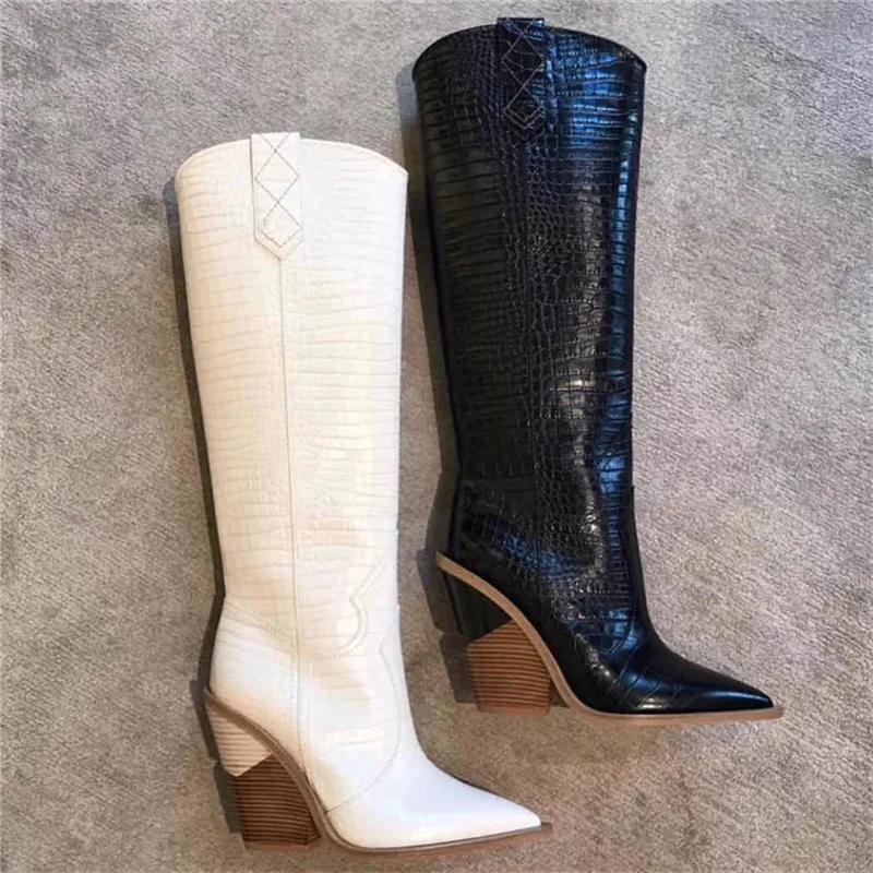 plaid high heel boots