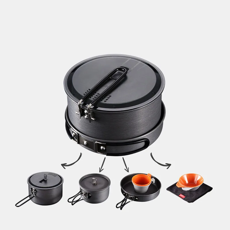 

CW-C27 2-3 people Outdoor Camping Cook set pot and Frying Pan with Portable Bag Environmental protection