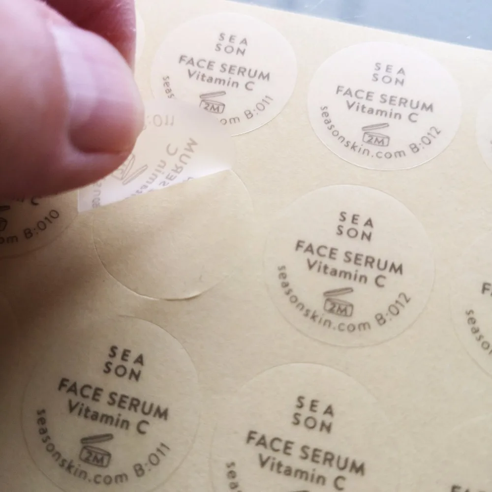 

Custom order Matte surface finishing Transparent PVC, Self-adhesive label sticker, Item No. CU44