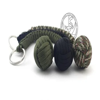 

Strand Stainless Steel Ball Pendant Parachute Cord Keychain Key Ring Survival Kits Outdoor Climbing Camping Umbrella Rope