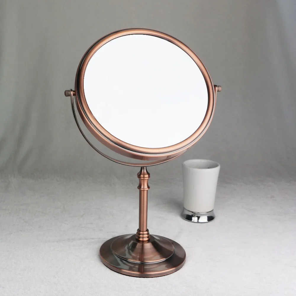 أحمر البرونزية الحمام 1x 3x التكبير hd الزجاج الوجهين قطب 8-Inch سطح مرآة التجميل مرآة ، 360 درجة دوران أحمر البرونزية الحمام 1x 3x التكبير hd الزجاج الوجهين قطب 8-Inch سطح مرآة التجميل مرآة ، 360 درجة دوران