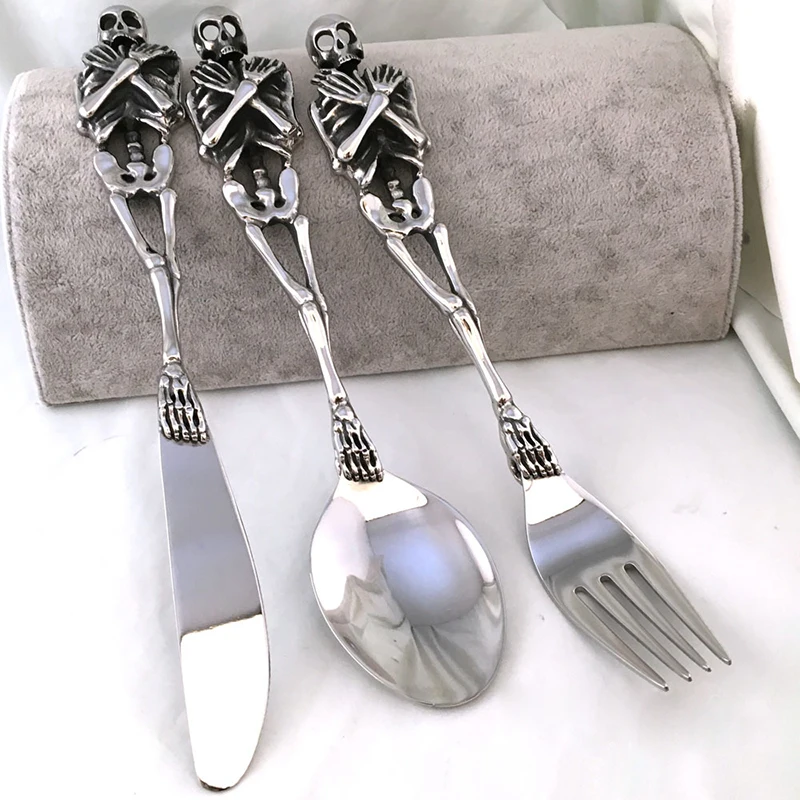 

2019 High-end Titanium Steel Tableware Set Fork/Spoon/Knife Kits Cutlery Spoon Fork Dining Forks Bento Accessories Kitchen