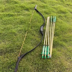 20-60 # стрельба из лука черные кожаные лук Longbow с 6 полный зеленый деревянные стрелы
