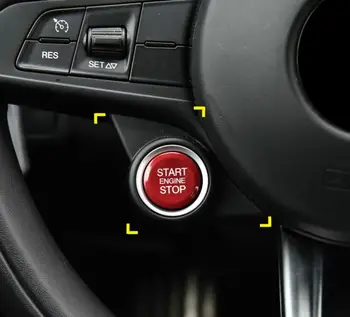 

High-quality For Alfa Romeo Giulia / Stelvio 2017 2018 accessories Car Styling Interior Matte Start-up Button Frame Decoration