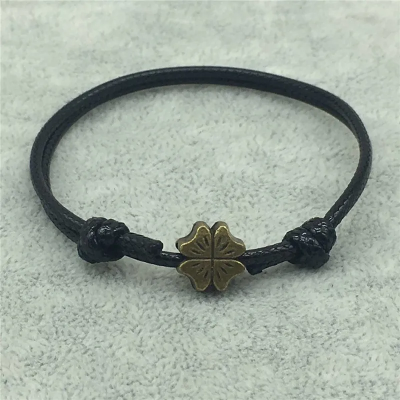

2018 New Arrival Vintage Bracelets for Women Four-leaf Clover Charm Bracelet Handmade Rope Bracelet 16-25 cm Adjustable
