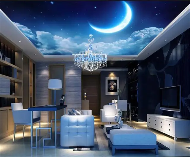 Tapete Foto Benutzerdefinierte Decke Zimmer Wandbild Traum Tapete Foto Benutzerdefinierte Decke Zimmer Wandbild Traum Starry Sky Mond Bild Malerei Wandmalereien