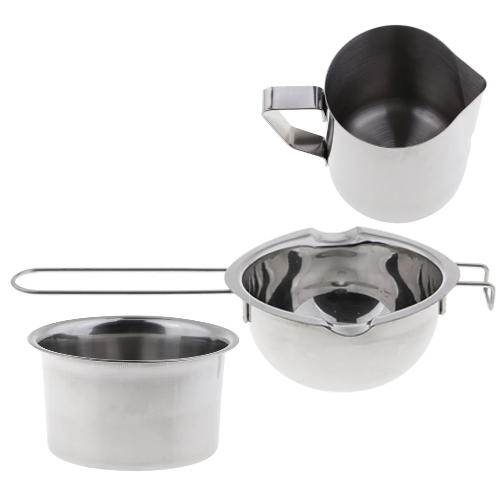 3 Pieces/set Stainless Steel Candles Wax Melting Pot Double Boiler Pitcher for DIY Wedding Candles Soap Making Supplies