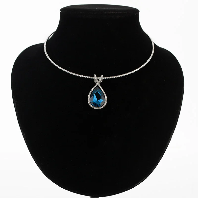 

Rhinestone Austrian crystal pendant necklace women zinc alloy gold/silver color ladies necklaces collar bijoux femme MDJB147