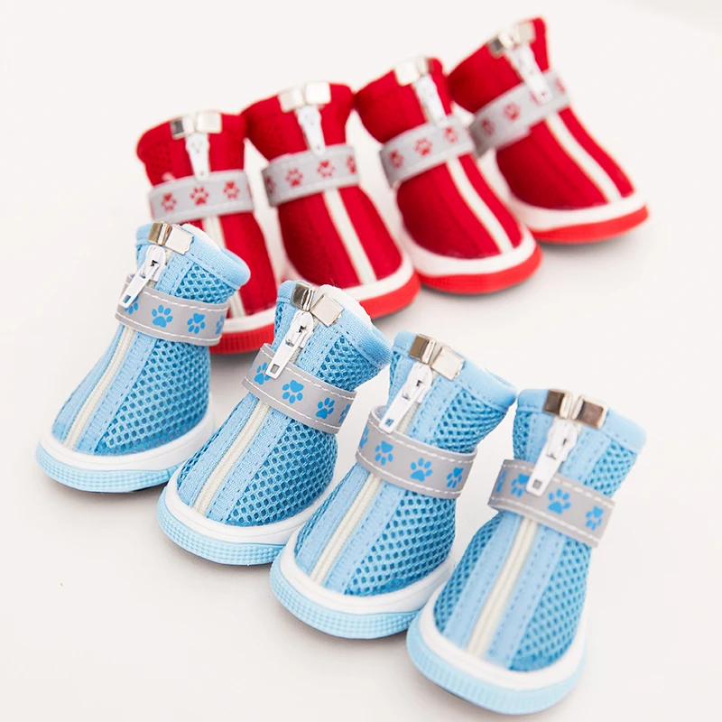 

4pcs/lot Summer Boots For Dogs Mesh Paw Non Slip Breathable Sport Pet Shoes Small Medium Animal Puppy Cat Foot Accessories Goods