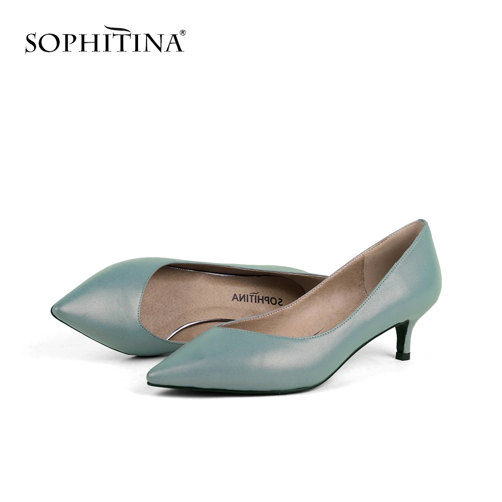 Туфли лодочки SOPHITINA из натуральной кожи однотонные заостренный носок тонкий