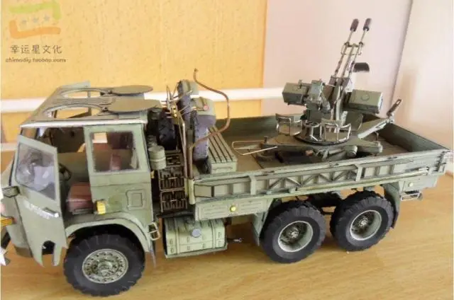 1:25 Star266 грузовик и ZU-23-2 зенитная пушка Военная Модель 3D бумажная модель DIY руководство