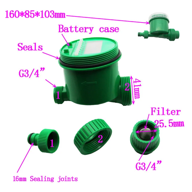 Automatic Electronic LCD Display Home Solenoid Valve Water Timer Garden Plant Watering Timer Irrigation Controller System 1 Pc 2