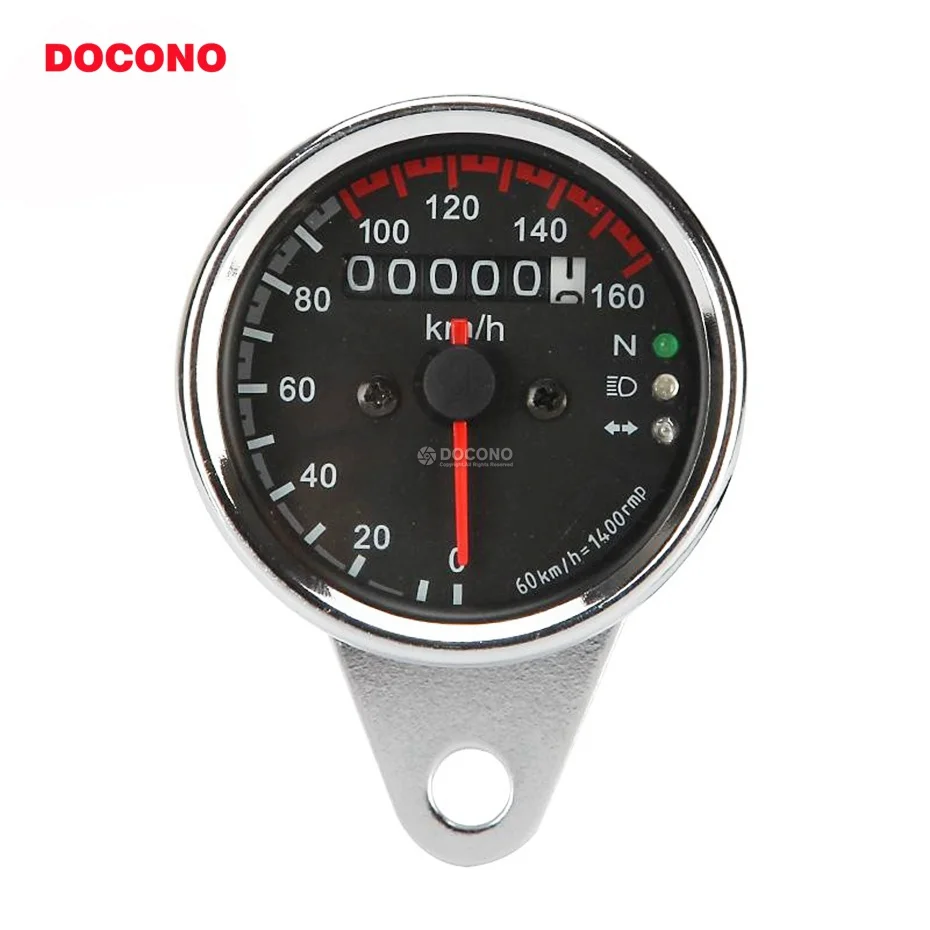 DOCONODC 12V Universal Motorcycle Speedometer Odometer Dual LED