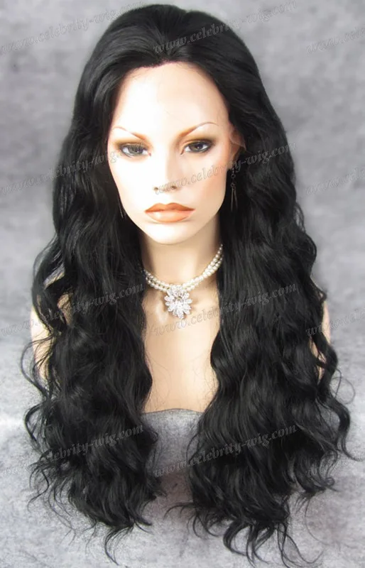 

Jet Black Wig Synthetic Lace Wig Heat Resistant Soft Hair Lace Wig For Black Woman