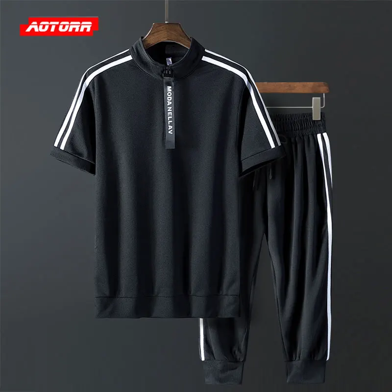 

2019 Mens Set Short Tracksuit Sportswear Mens Clothing Summer Short Set Mens Fasion Zipper Sportsear Suit Brand 2 Piece Set Male