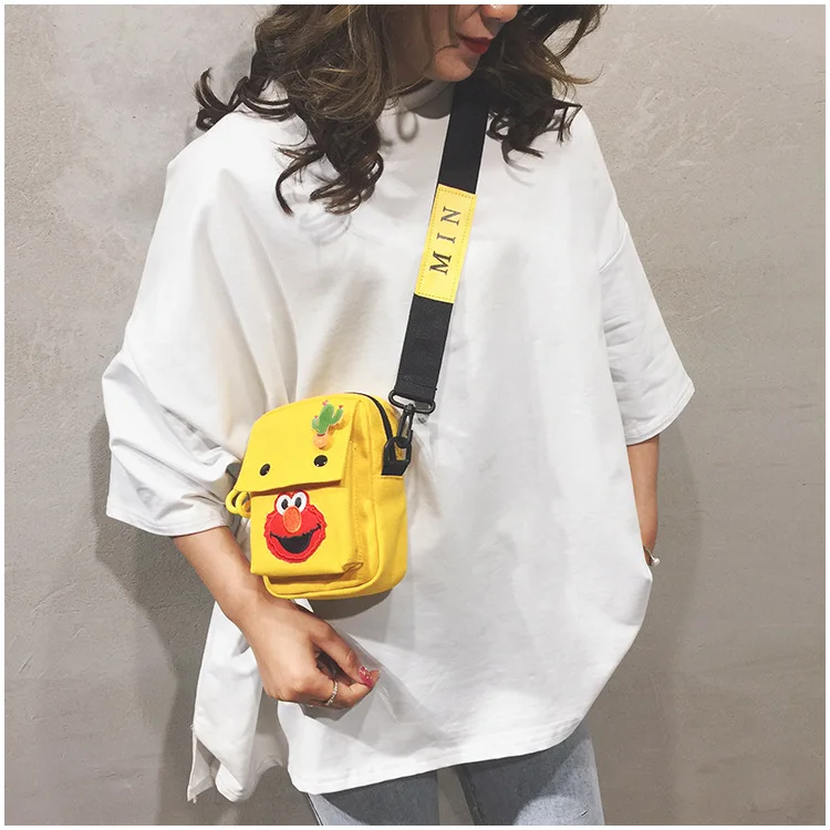 

New Cartoon Cute Mini Girls Crossbag Canvas Fashional Cool Single Shoulder Bag for Women Embroidery Patch Messenger Bag